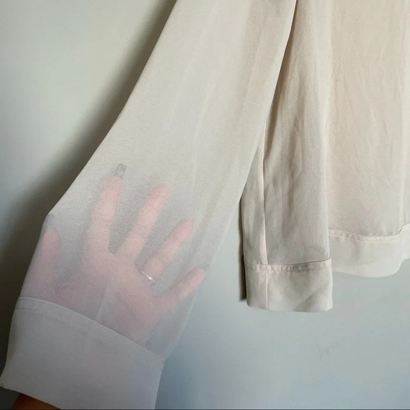 NWT! Zara Woman Sz  L Neutral Long Sleeve Blouse Top - Picture 4 of 14